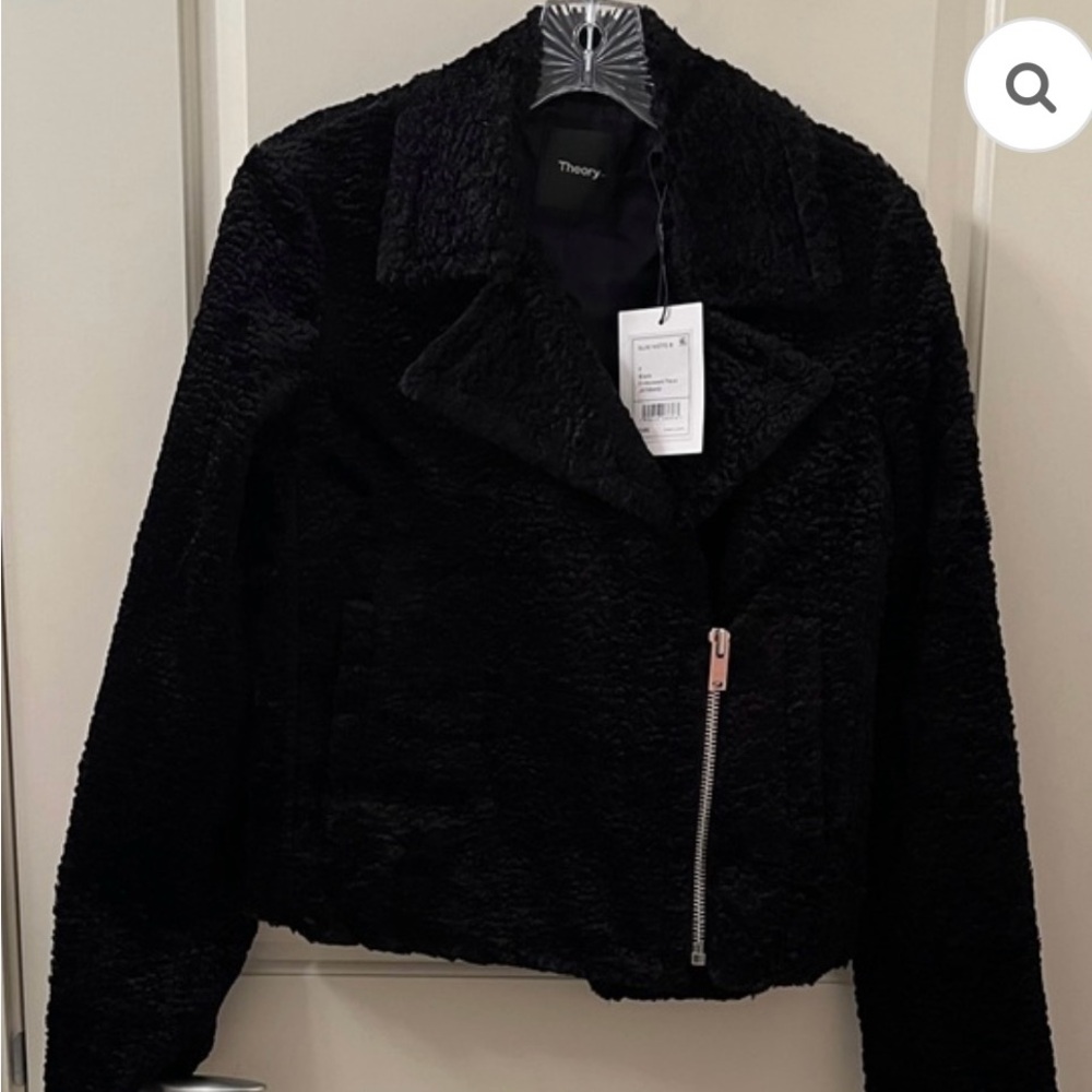 Theory Black Teddy moto Jacket for Women